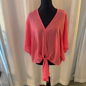 Adrienne Coral Tie-Front Blouse